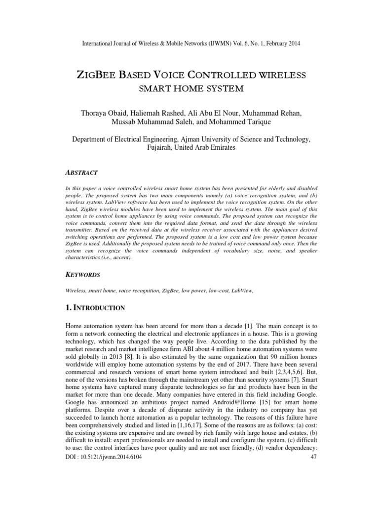 Voice-Controlled ZigBee Smart Home System | PDF