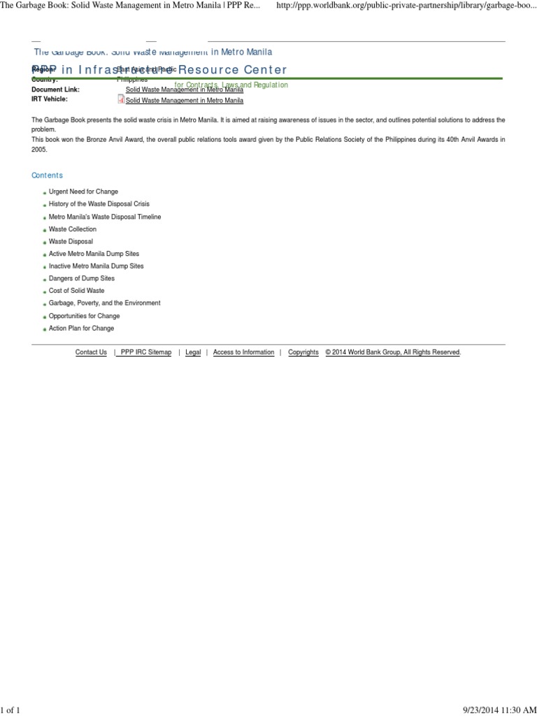 The Garbage Book - Solid Waste Management in Metro Manila - PPP ...