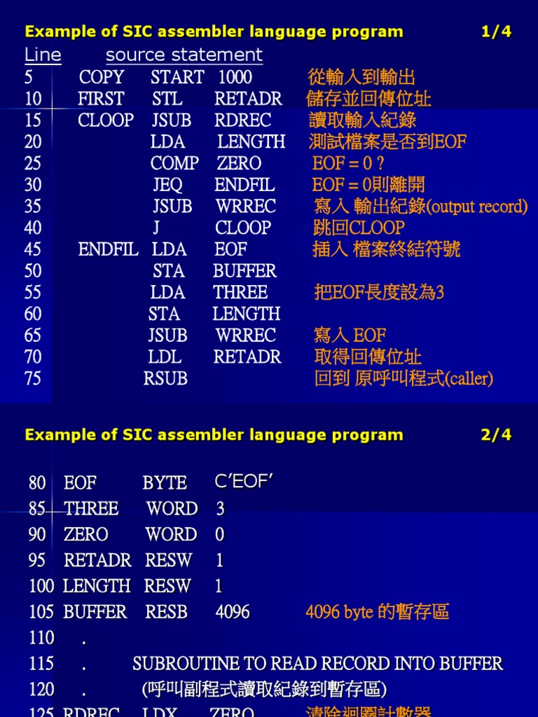 SIC Assembler Language Program Example | PDF | Assembly Language ...