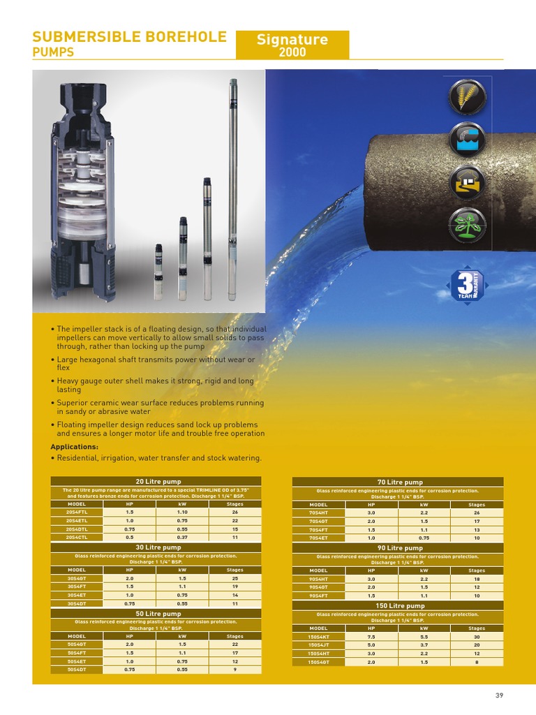 Submersible Borehole Pumps Guide | PDF | Pump | Applied And ...