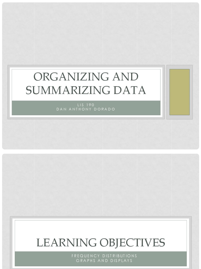 LIS 190 Organizing and Summarizing Data | PDF | Statistics | Teaching ...