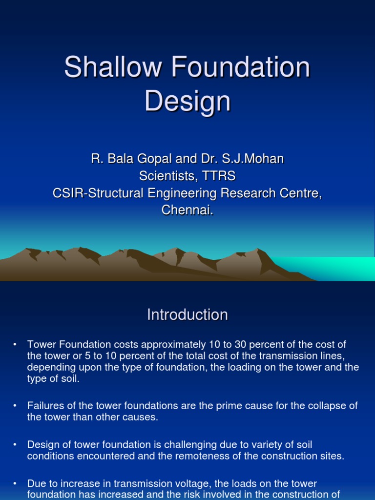 Design and Analysis of Shallow Foundations for Transmission Line Towers ...