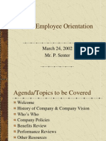 New Employee Orientation: March 24, 2002 Mr. P. Senter