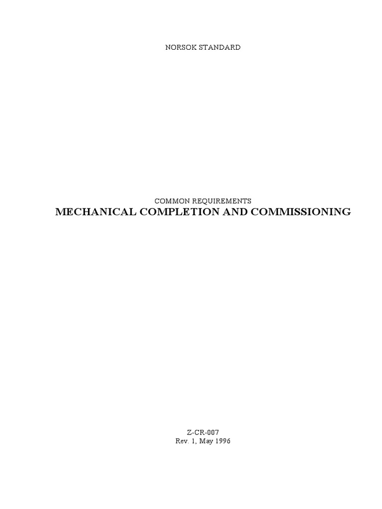 Mechanical Completion and Commissioning | PDF