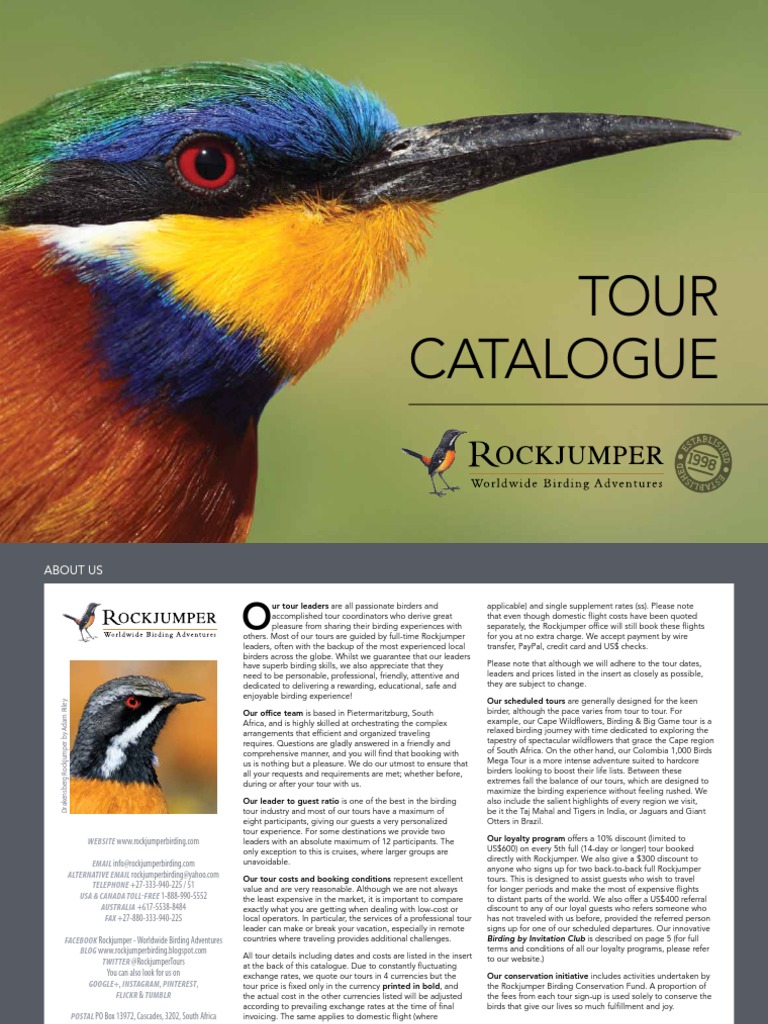 Rockjumper Birding Tours Tour Catalogue PDF Island Birdwatching