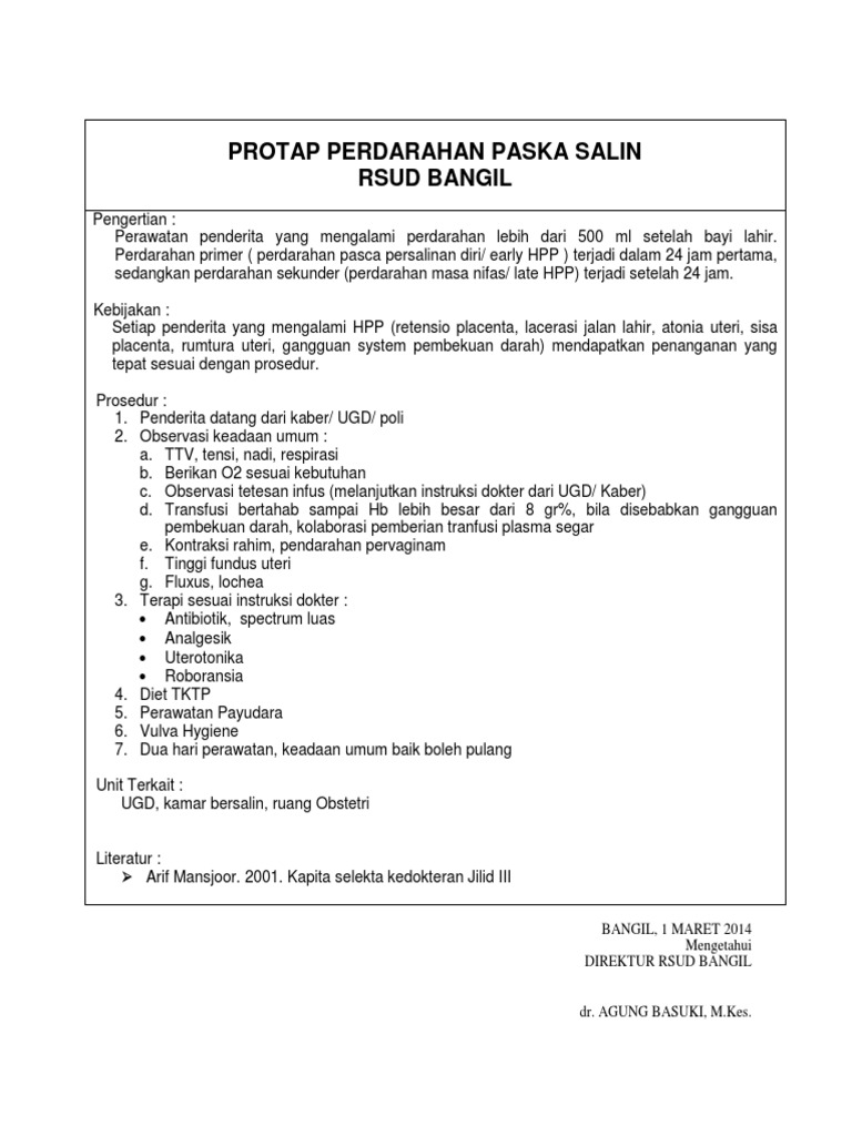 Protap Penanganan HPP Pasca Persalinan | PDF