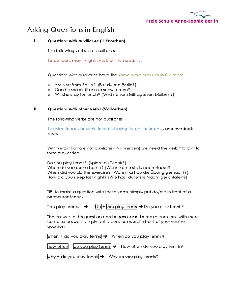 Forming Questions in English | PDF | Foreign Language Studies | Art