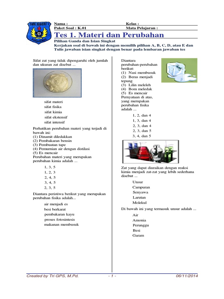 Paket K 01 Soal Materi By Tri Gp M Pd Revisi 2 Kolom