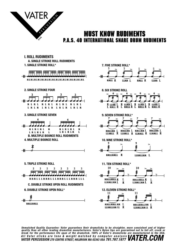 Essential Snare Drum Rudiments Guide | PDF | Drumming | Percussion ...