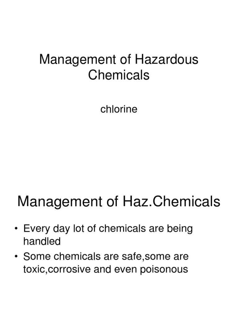 Handling of Hazardous Chemical Chlorine Chlorine Gases