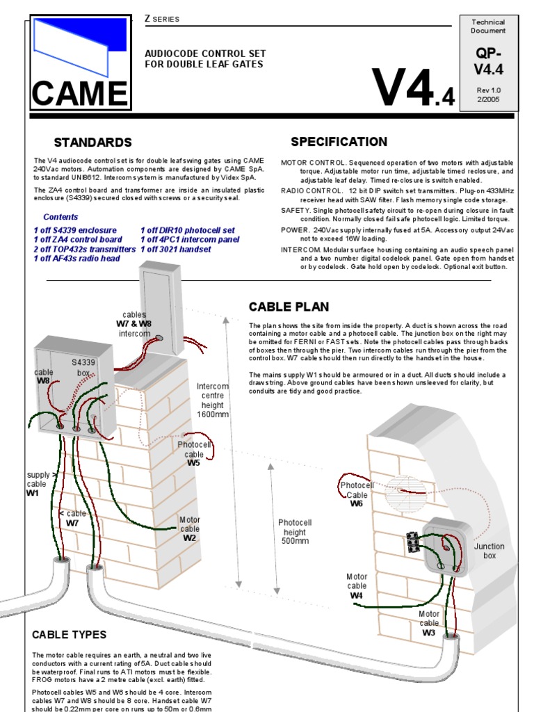 Came Wiring Plan | PDF | Electrical Connector | Mains Electricity