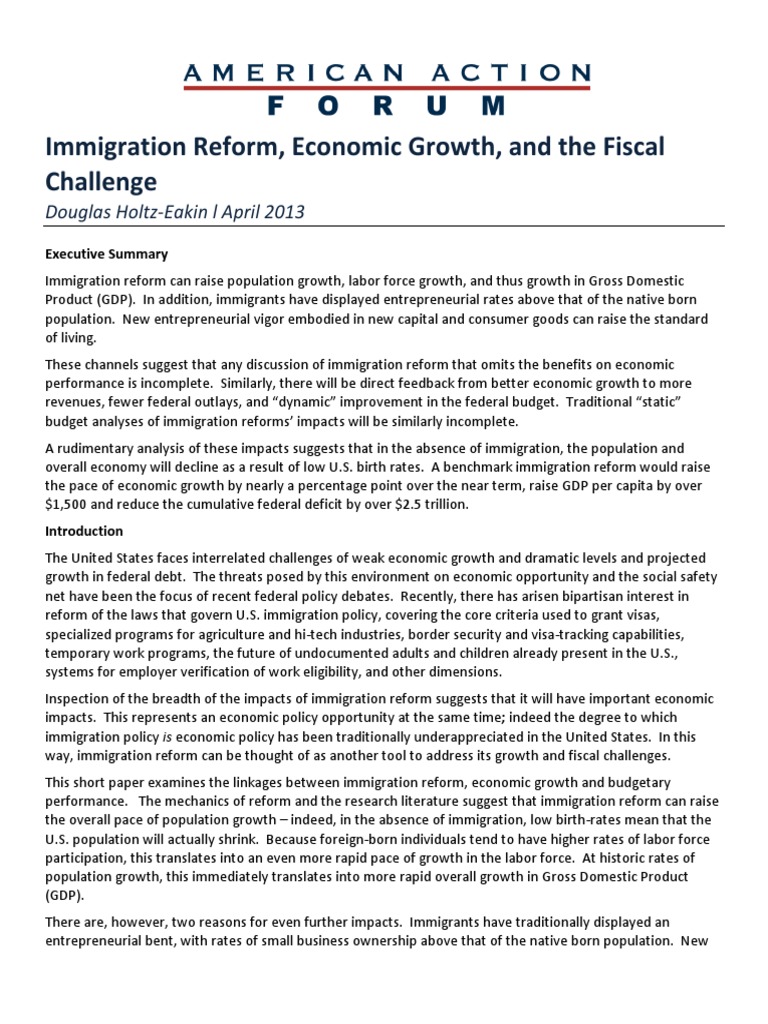 Immigration and The Economy and Budget | PDF