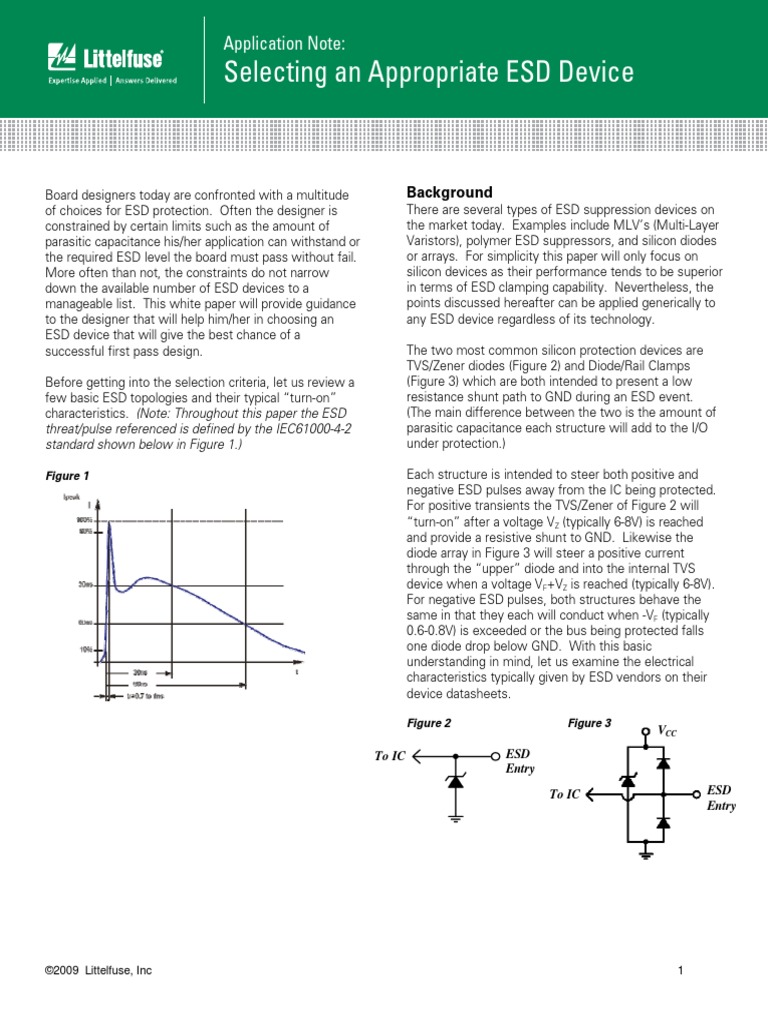 Littelfuse Selecting An Appropriate Esd Device Application Note | PDF ...