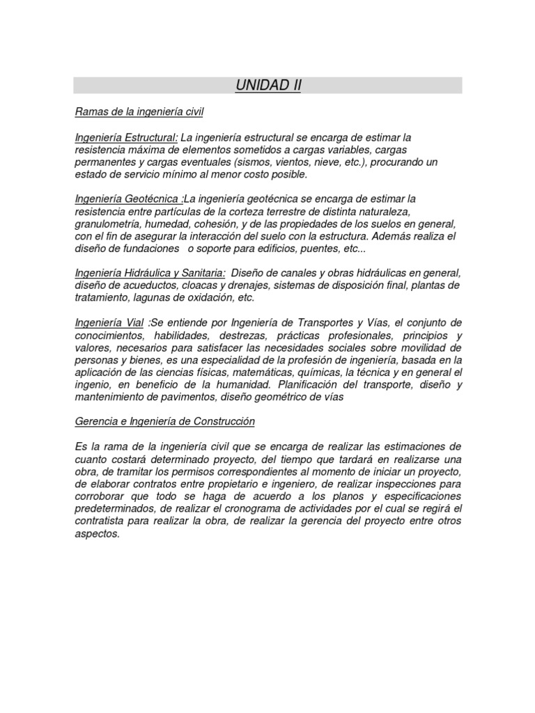 Ramas de La Ingenieria Civil Ingeniería Ingeniero