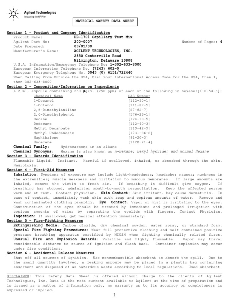 Hexane Properties Personal Protective Equipment Dangerous Goods