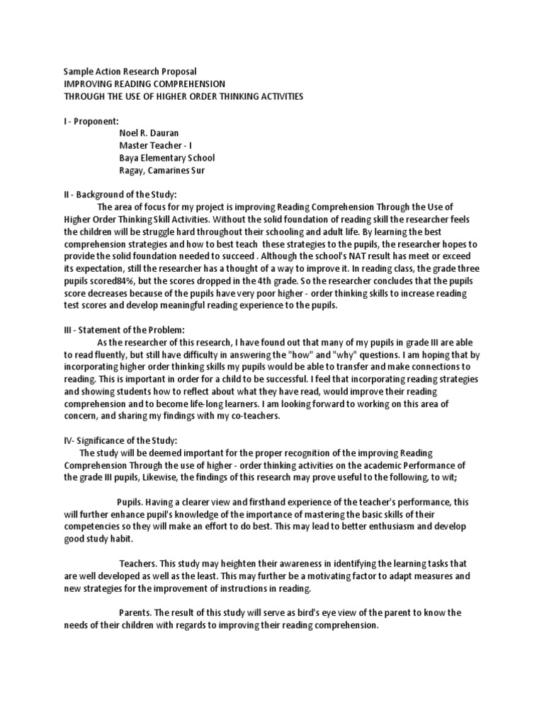 Sample Action Research Proposal