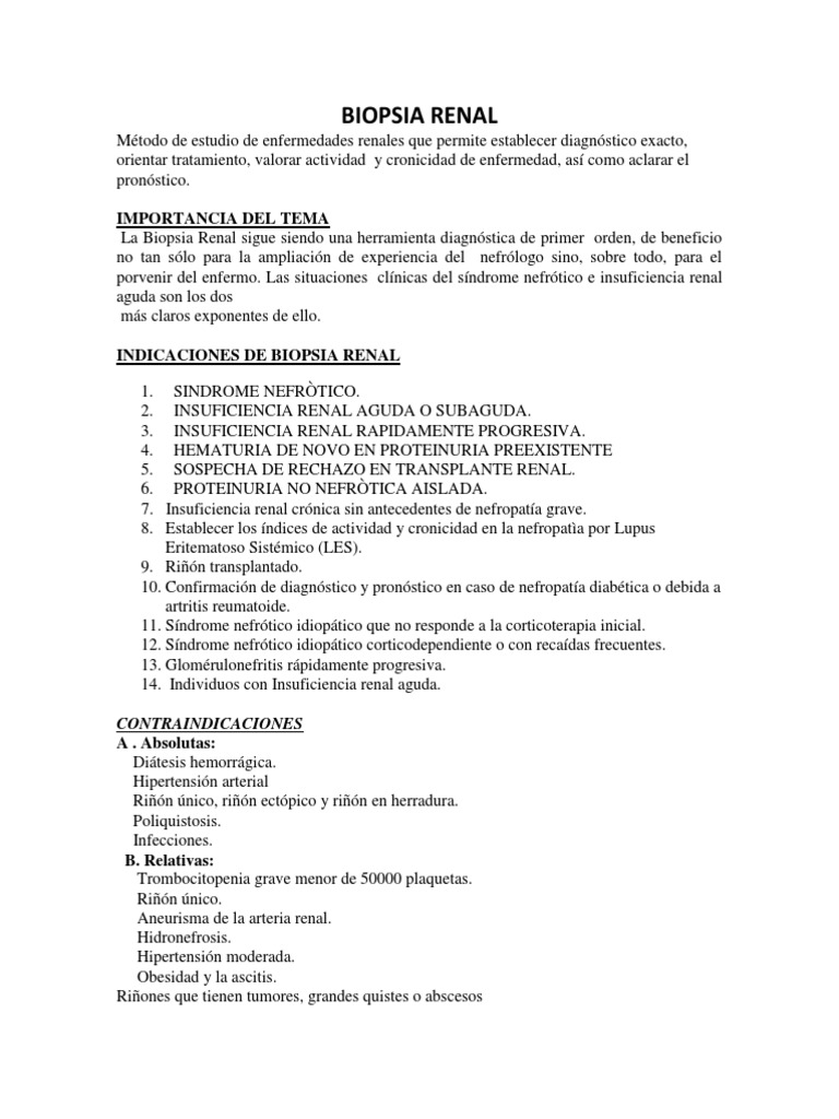Criterios y Cuidados en Biopsia Renal | PDF | Biopsia | Riñón