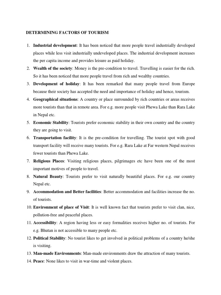 Key Factors Influencing Tourism | PDF | Business