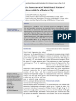 Anthropometric Assessment of Nutritional Status of Adolescent Girls of Indore City