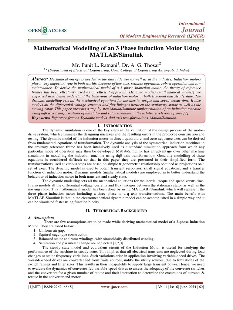 3-Phase Induction Motor Modeling in MATLAB | PDF | Electromagnetic ...