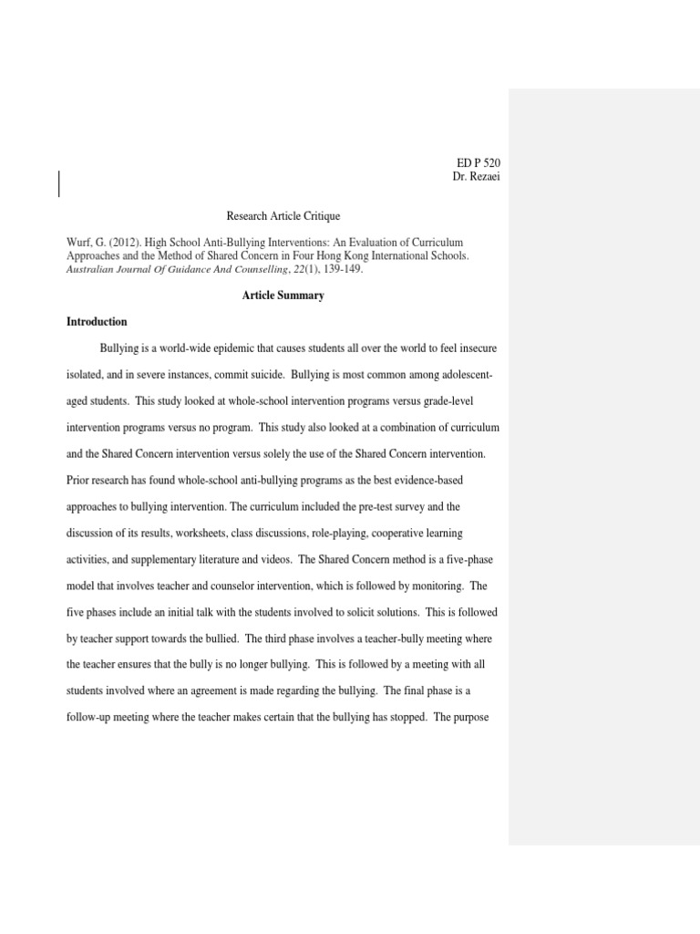 Critique paper format image