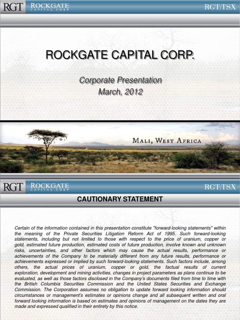 Rockgate Capital Falea Project Overview | PDF | Nuclear Power | Uranium