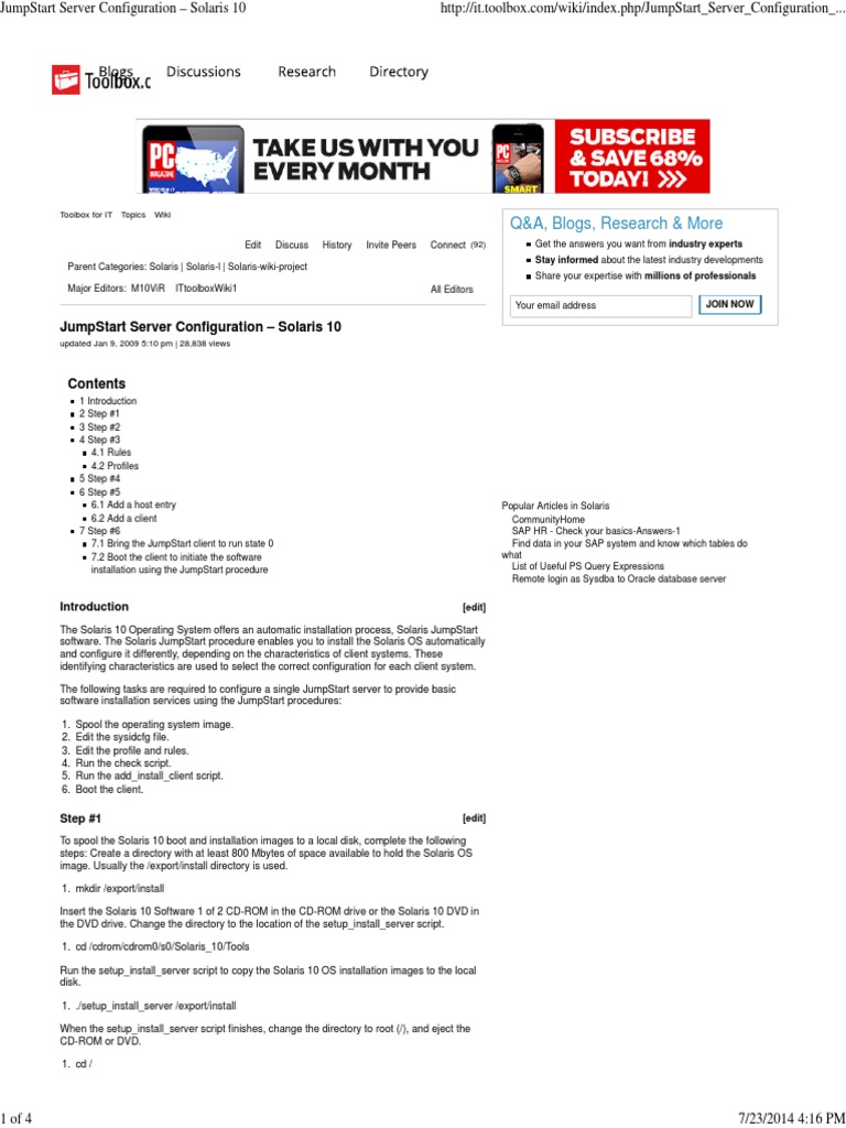 Solaris 10 JumpStart Server Setup Guide | PDF | Operating System ...