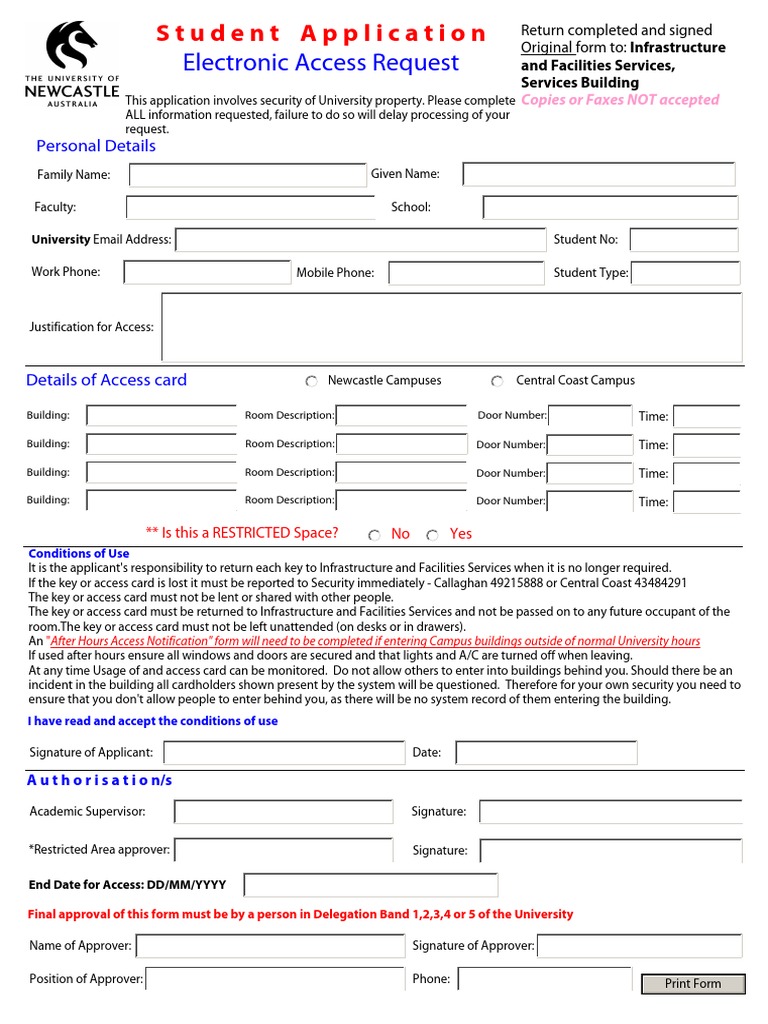 Student Electronic Access Application PDF | PDF