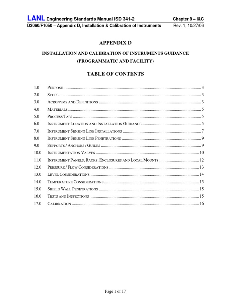 Instrument Installation & Calibration Guide | PDF | Technology ...