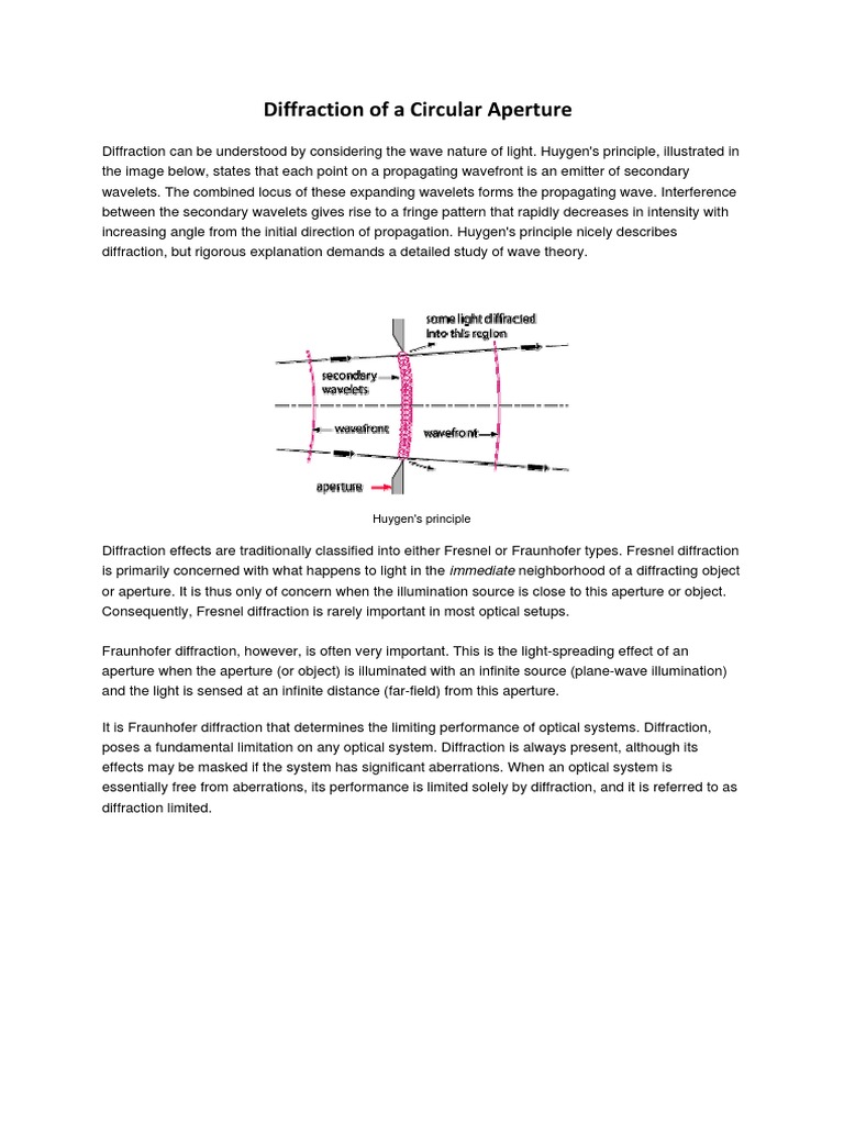 Diffraction of A Circular Aperture | PDF | Diffraction | Optics
