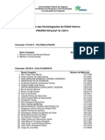 Resultado Das Homologacoes - Edital Interno N-01 UFAL-CsF