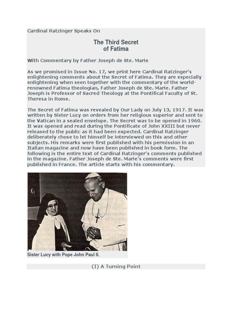 The Third Secret Of Fatima In English