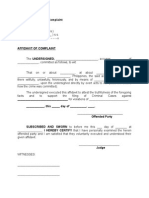 Affidavit of Complaint sample format