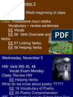Verb WS Scav Hunt Due Wedn Beginning of Class: Monday, November 3 HW