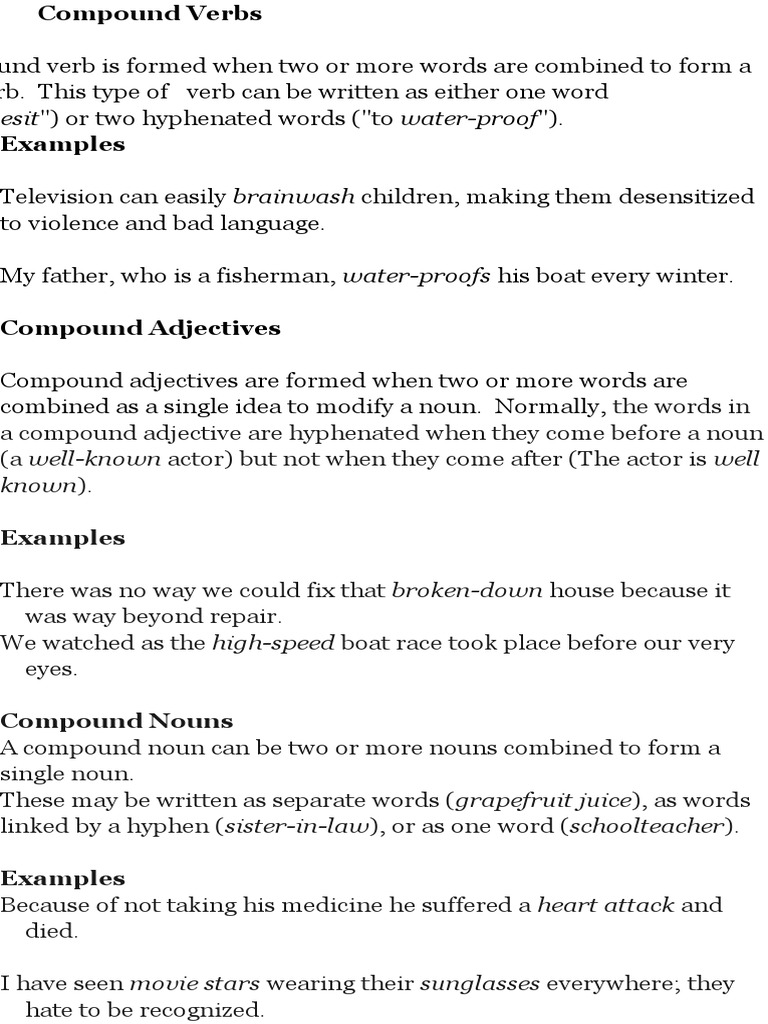 Compound Verbs | Download Free PDF | English Language | Word