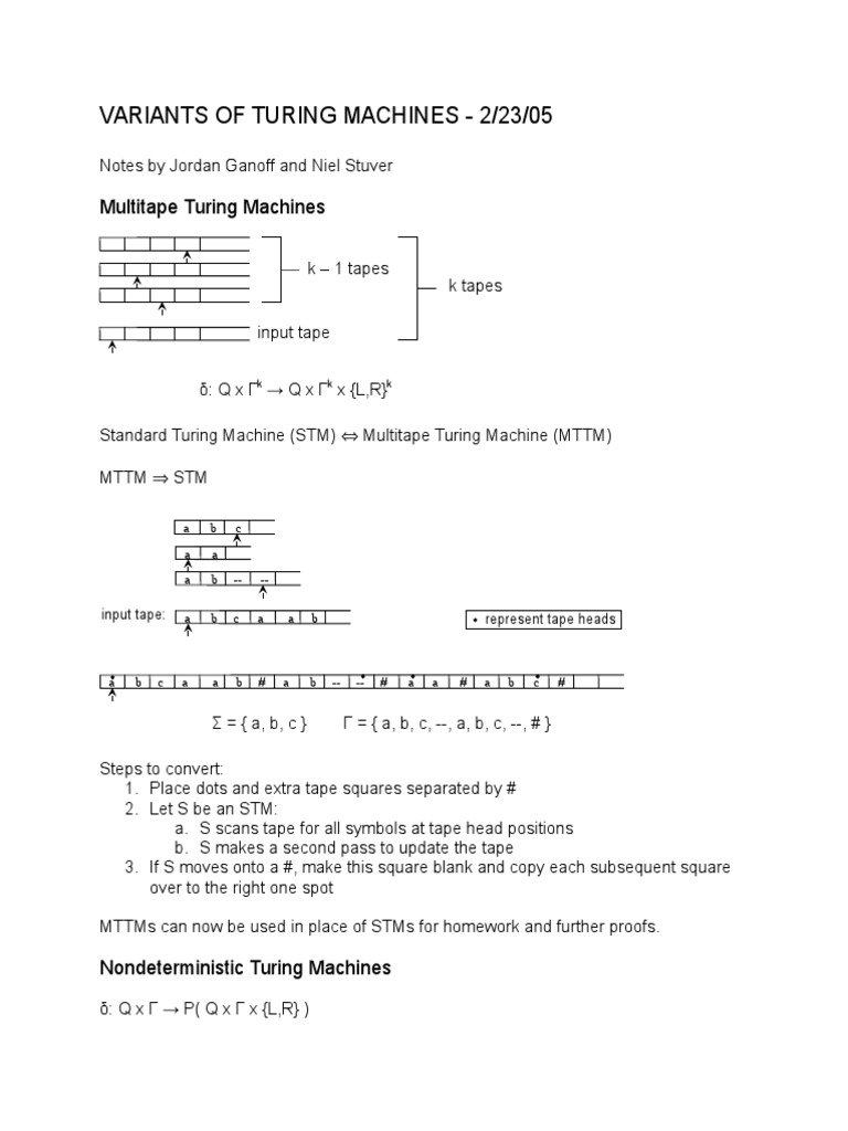 Multitape Turing Machines Overview | PDF