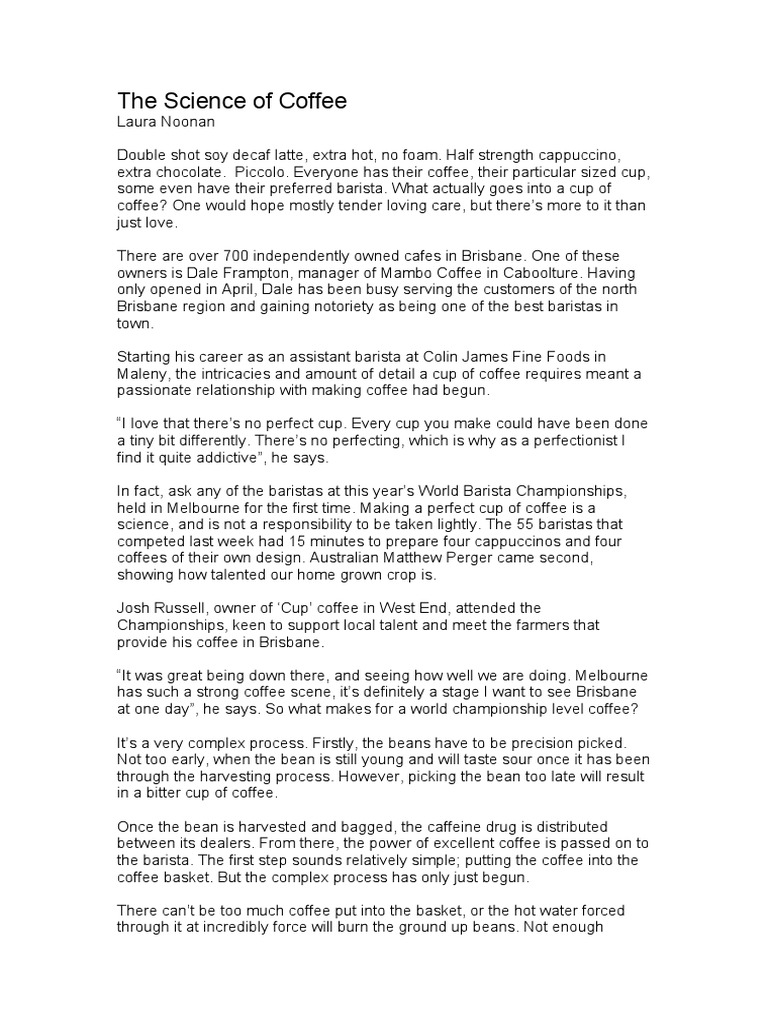 The Science of Coffee PDF PDF Coffee Drink