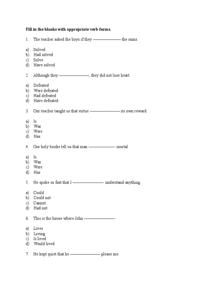 Verb Form Fill-in-the-Blanks Exercise | PDF | Art