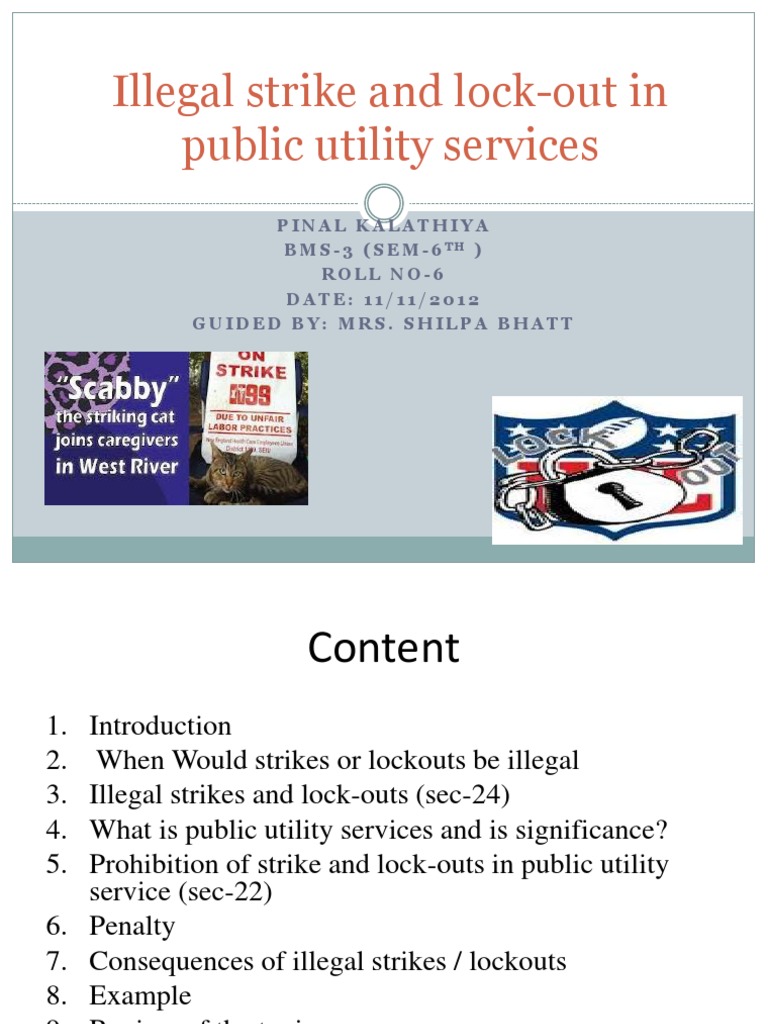 Illegal Strike and LockOut in Public Utility Services PDF Lockout