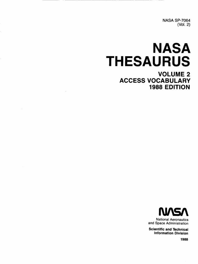 NASA Thesaurus Volume 2 Access Vocabulary PDF Particle