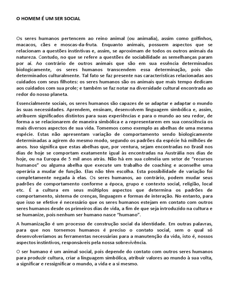 Homem Como Um Ser Social Pdf