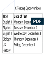 staar december testing opportunities