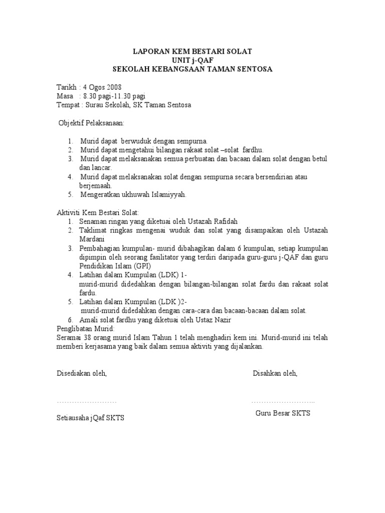 Laporan Kem Bestari Solat