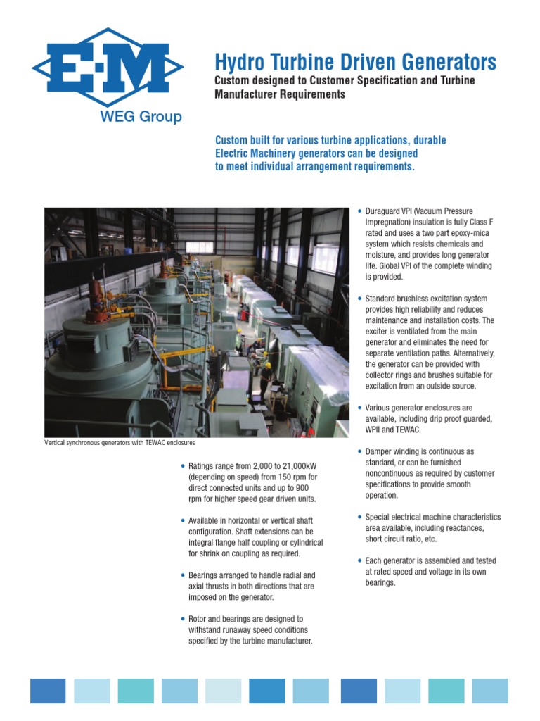 Hydro Turbine Driven Generators: WEG Group | PDF | Electric Generator ...