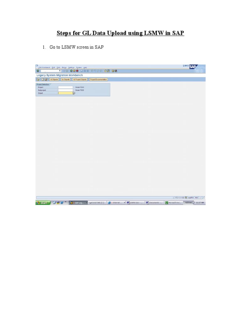 LSMW Steps for Uploading Gl Master Data in SAP Microsoft Excel
