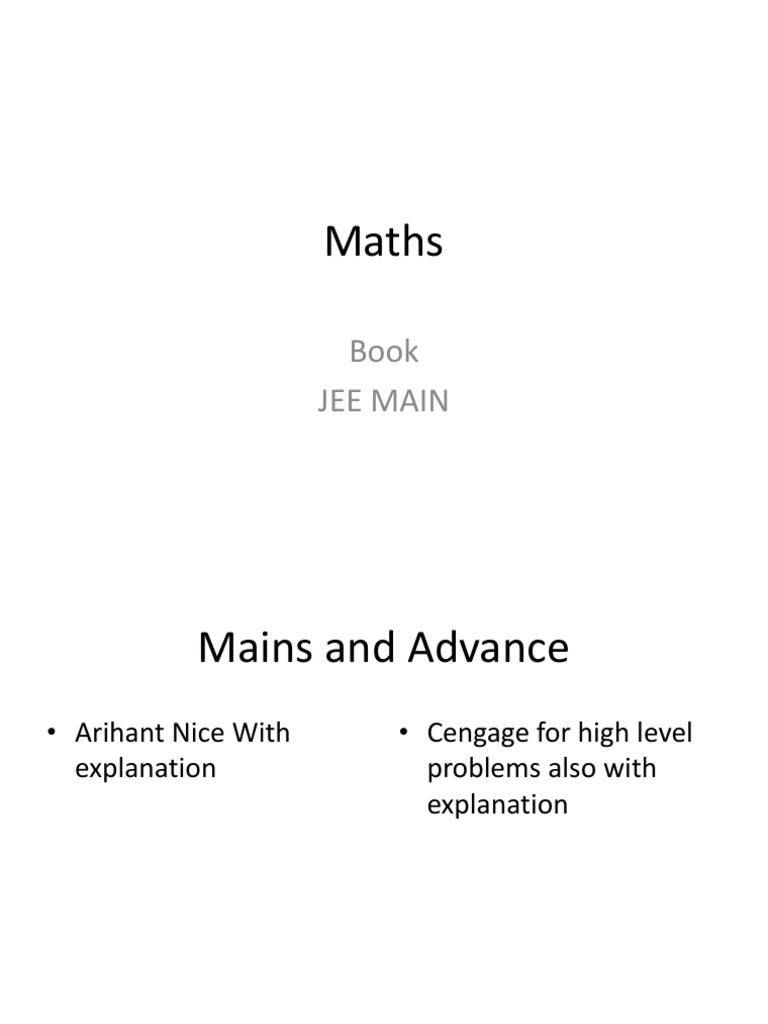 JEE Main Maths Study Resources | PDF