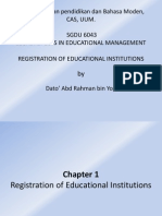 Pusat Pengajian Pendidikan Dan Bahasa Moden, Cas, Uum. SGDU 6043 Legal Aspects in Educational Management Registration of Educational Institutions