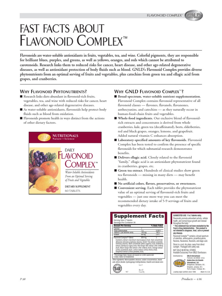 GNLD's Flavonid Complex Fast Facts Flavonoid Vitamin C Free 30