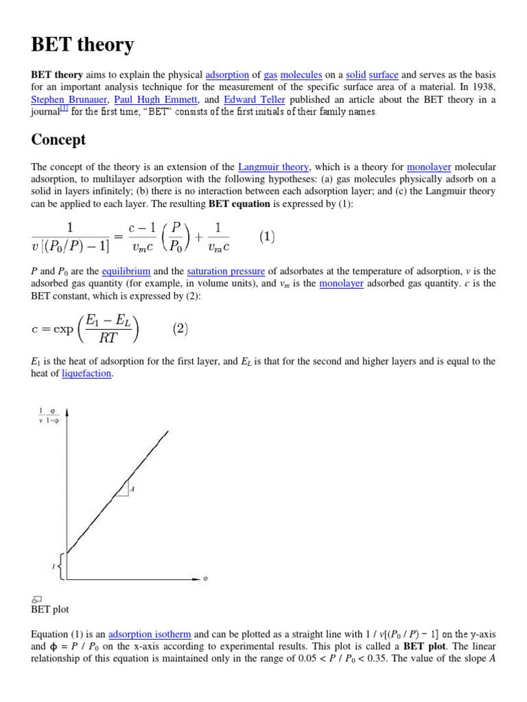 BET Theory Explained | PDF | Adsorption | Transparent Materials