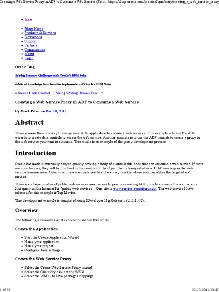 Create Web Service Proxy in ADF | PDF | Java (Programming Language ...